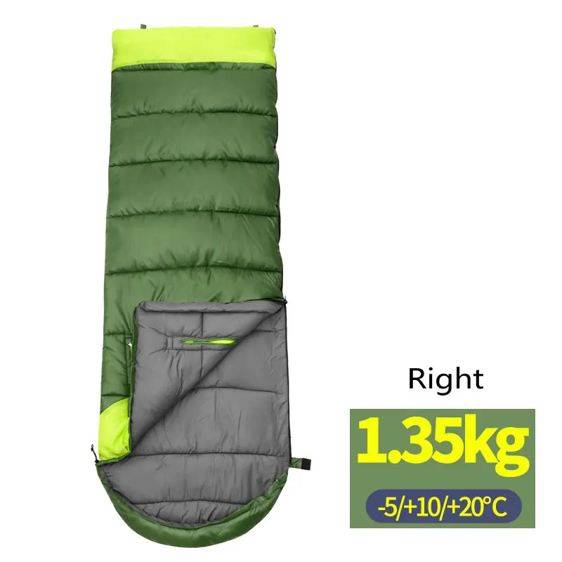 green right 1350g Открытый Отдых толстые полые хлопка конверт Тип Сращивание Спальные мешки 3 сезон теплый восхождение Пеший Туризм хлопок спальный мешок - Цвет: green right 1350g