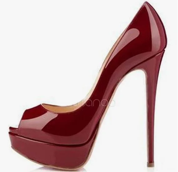 

Sexy Green Patent Leather Shoes Woman Heels Peep Toe High Heels Platform Wedding Shoes Customized Plus Size 43 Banqute Shoes