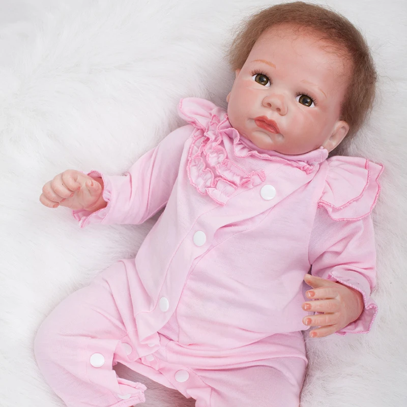 Преследовать 53 см так реально коричневый Средства ухода для век силикона Reborn Baby
