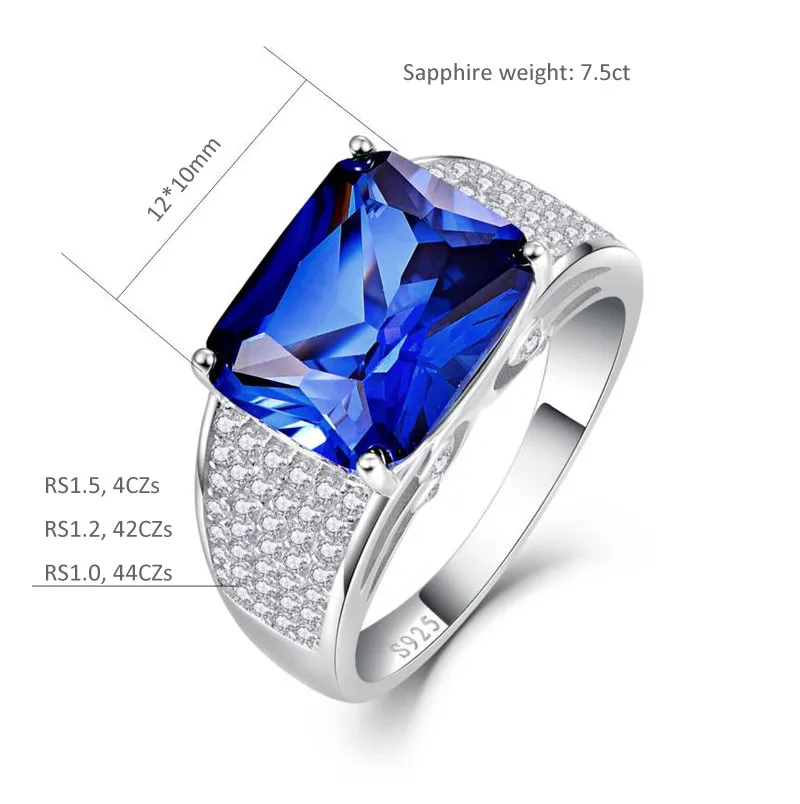 BONLAVIE 925 пробы серебро 7.5CT Emerlad Cut Love Promise Кольца сапфировое синее персонализированное квадратное кольцо для девушки Y0025R16