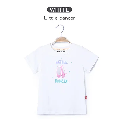 Brown Summer Girls Printed Shirt Kids Full Cotton T Shirt Short Sleeve Top Children Sport Yoga Jogging Fitness Tees Black White Pink - Color: Brown