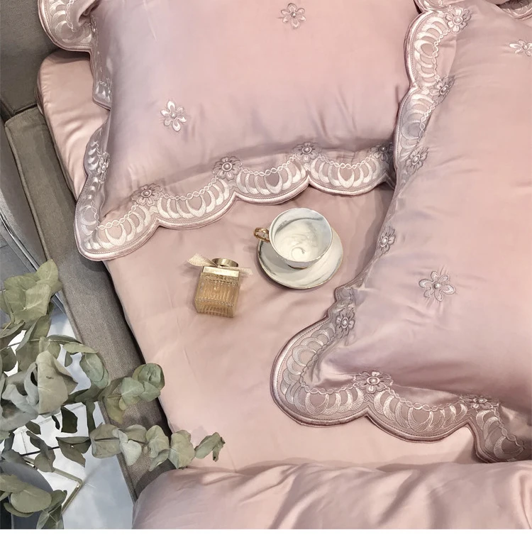 luxury Princess 100S Egyptian cotton Embroidery Bedding sets Queen King Wedding Duvet cover Bed sheet set Pillowcases 4/6pc pin | Дом и сад