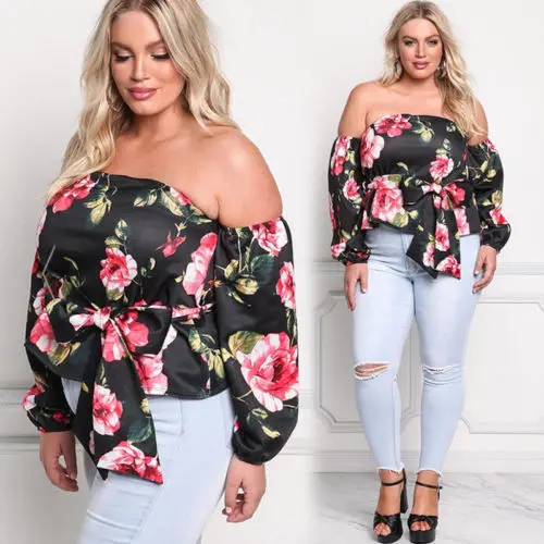 Горячая Мода 2017 Летняя женская цветочная Повседневная Свободная блузка с