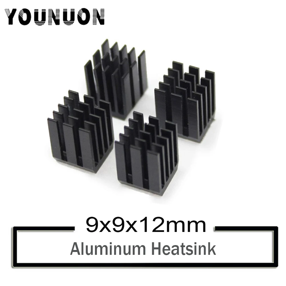 Радиатор YOUNUON 9x9x12 мм, 10 шт., черный алюминиевый радиатор для чипа ЦП, GPU, VGA RAM, светодиодный IC Радиатор, черный Mos радиатор