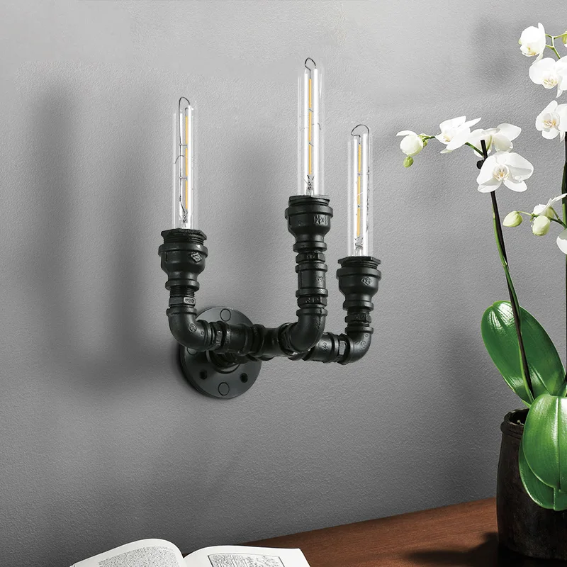 American Industrial Wind restaurant aisle wall Lamp retro bar corridor light Creative Three head loft background lamp | Лампы и