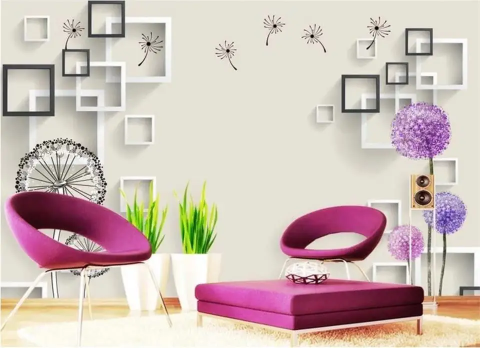 Custom Size 3D Photo Wallpaper Mural Living Room Sofa TV Backdrop Dandelion Square Box Picture Home Decor | Обустройство дома