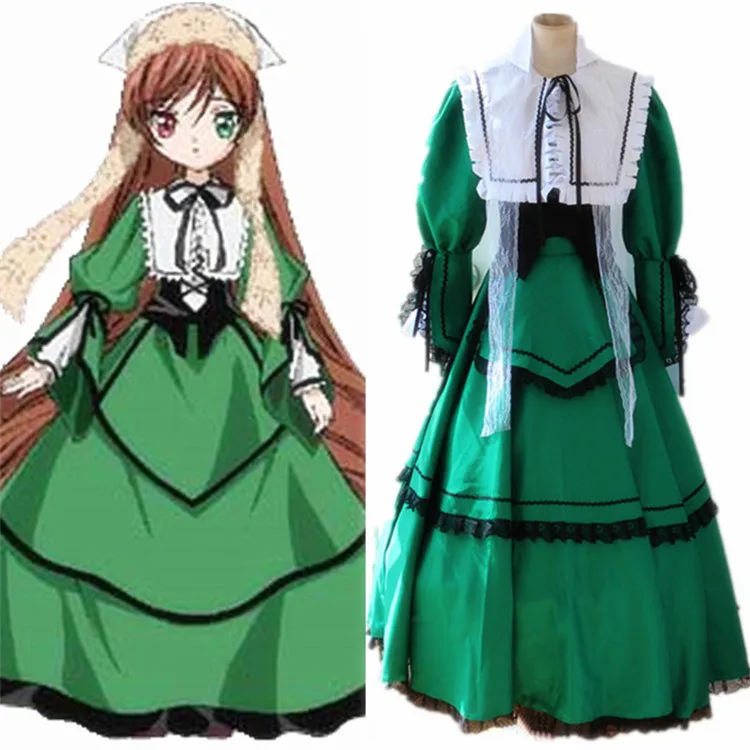 Rozen Maiden Джейд Стерн Аниме Косплей Костюм Suiseiseki Лолита платье + Бесплатный