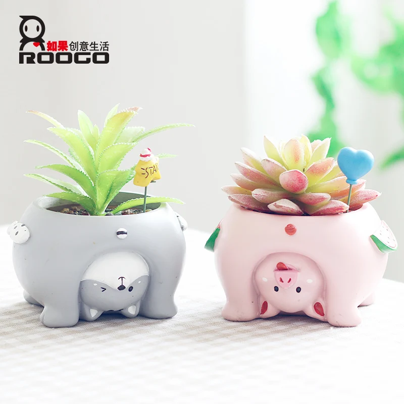 Roogo цветочный горшок мини для суккулентов современный Annimal садового растения