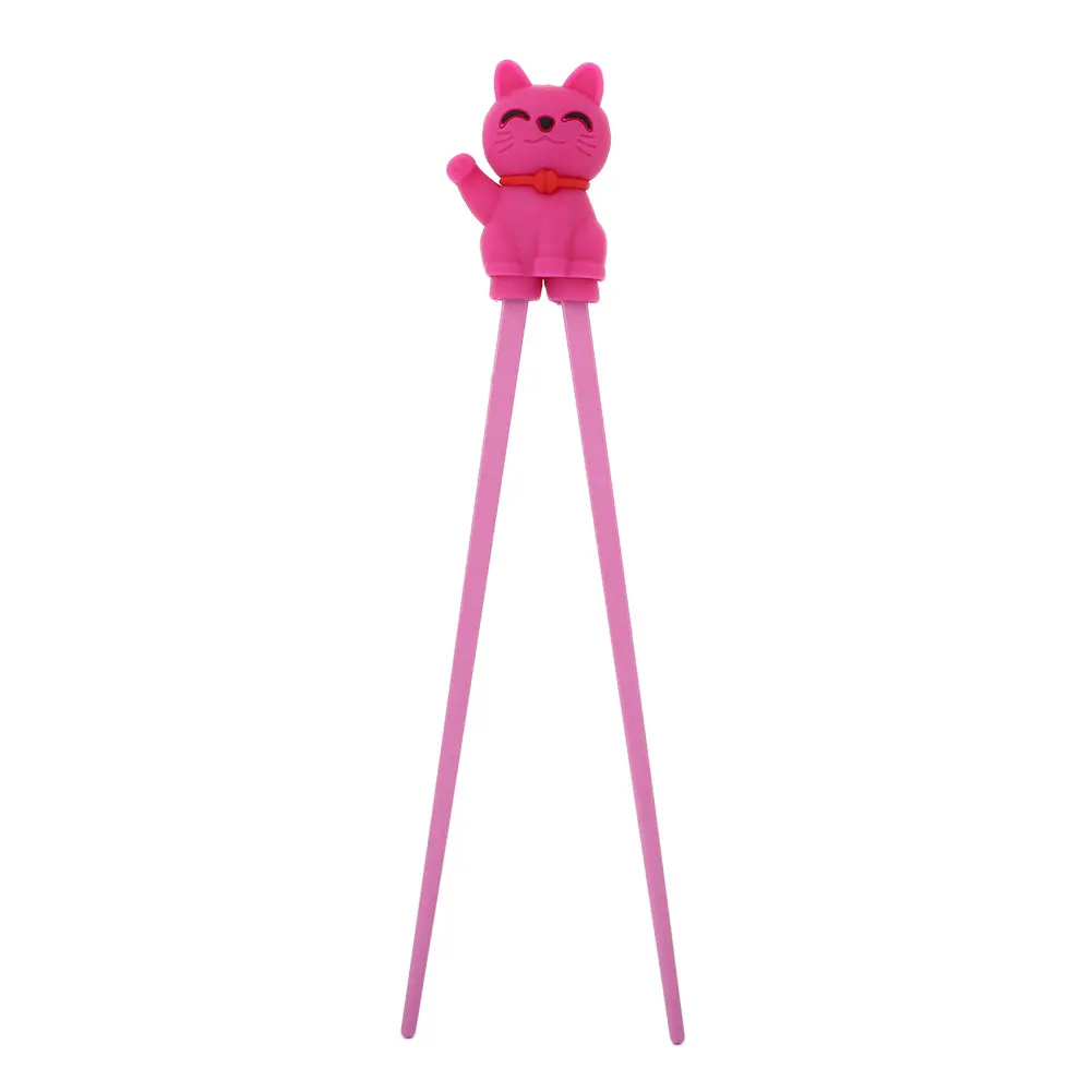 peach pink Chopsticks Reusable Dishwasher Safe Cat Tool Chopsticks Learning for Kids Training 1 Pair Helper Food Eating Fun - Цвет: peach pink