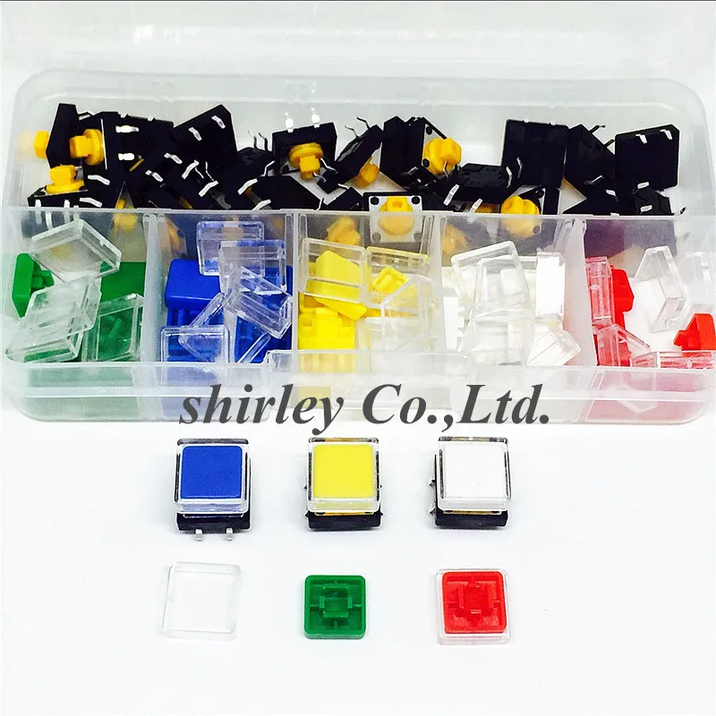 7Types=66PCS Tactile Push Button Switch Momentary 12*12*7.3MM Micro switch button30PCS Tact Cap(6 colors) for Arduino 12X12X7.3 |