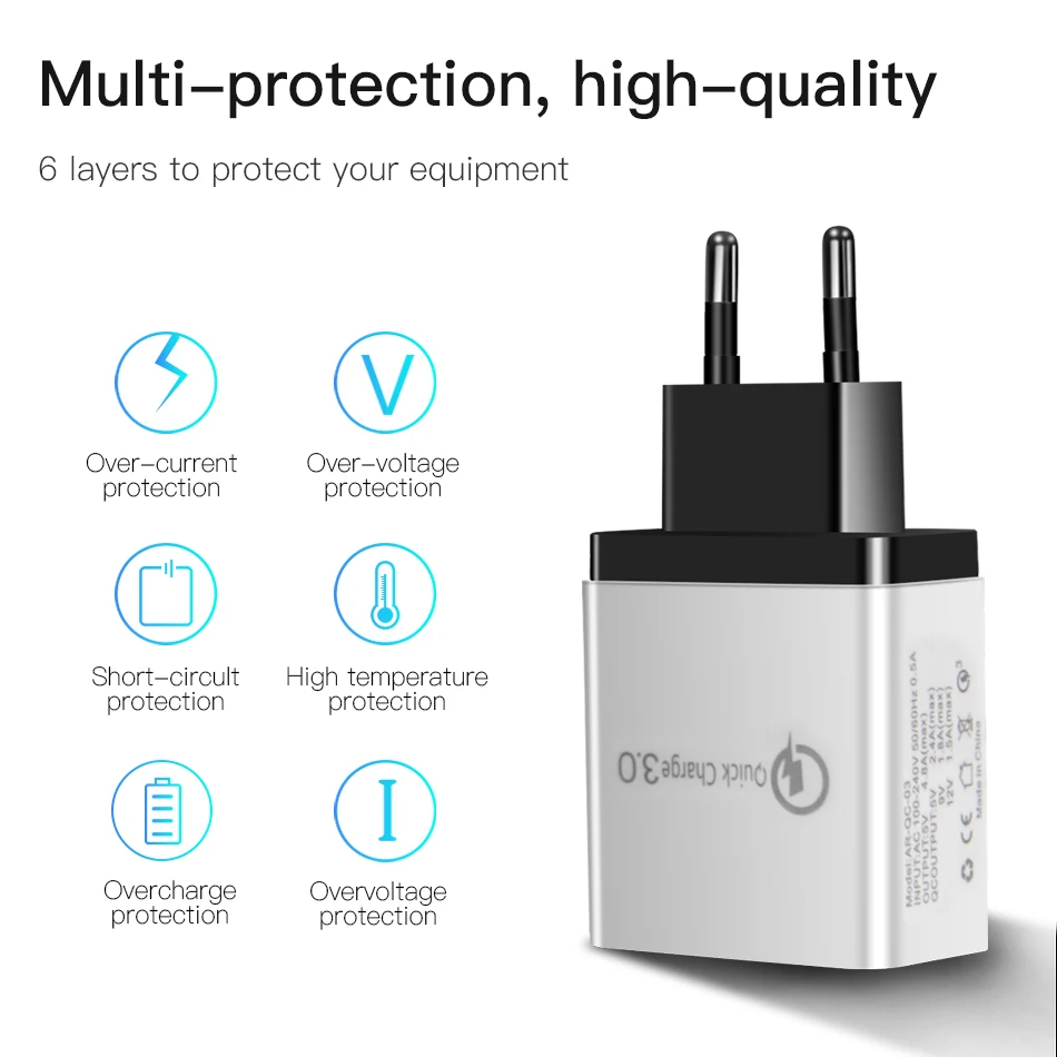 ! ACCEZZ Quick Charge 3 0 18 Вт USB зарядное устройство для Samsung S8 S9 Huawei P30 Xiaomi iphone 8 X EU Plug адаптер