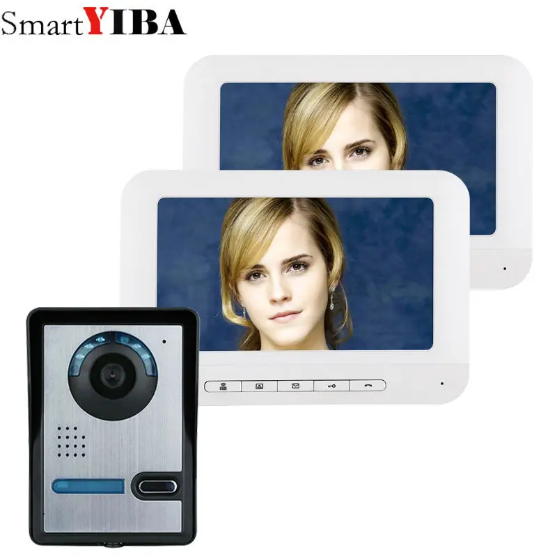 SmartYIBA Пароль RFID Контроль Доступа " дюймовый проводной видео домофон система визуальный видеодомофон дверной звонок 2 монитор 1 камера - Цвет: 818FA12