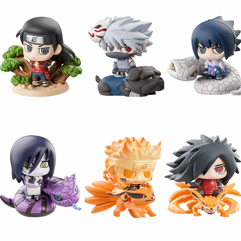 6pcs/set Pop Naruto Sasuke Uzumaki Kakashi Gaara Action With Mounts Figures Japan Anime Collections Gifts Toys | Игрушки и хобби
