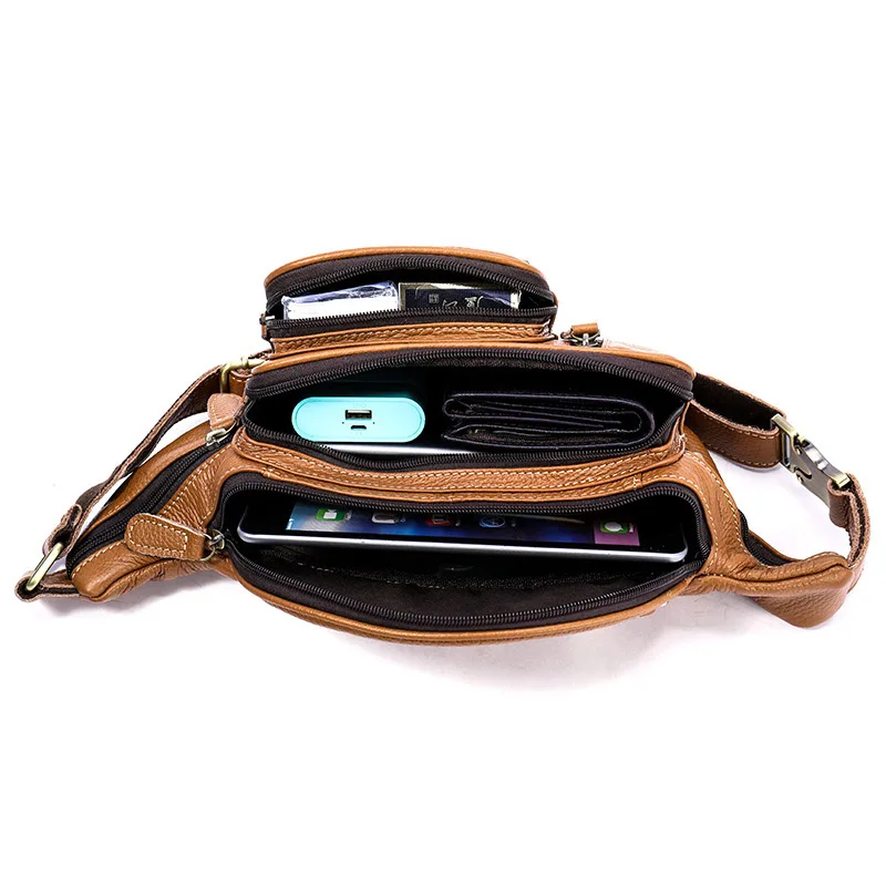Поясная сумка Fanny Pack для мужчин нагрудная Сумочка на плечо из натуральной кожи