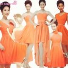 Шифоновое платье для подружки невесты, Короткий Официальный корсет оранжевого цвета для вечеринки, для свадьбы, из Китая