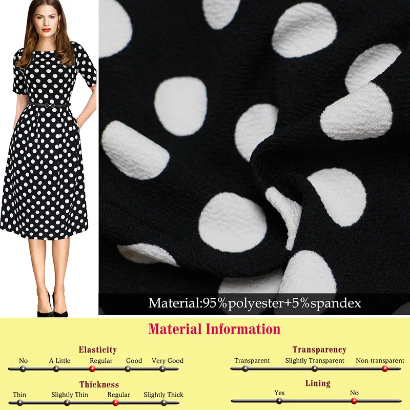 Ladies Dresses Summer New Dots Elegant Stylish Slim Tunic Short Sleeve Knee Polyester Fibers |