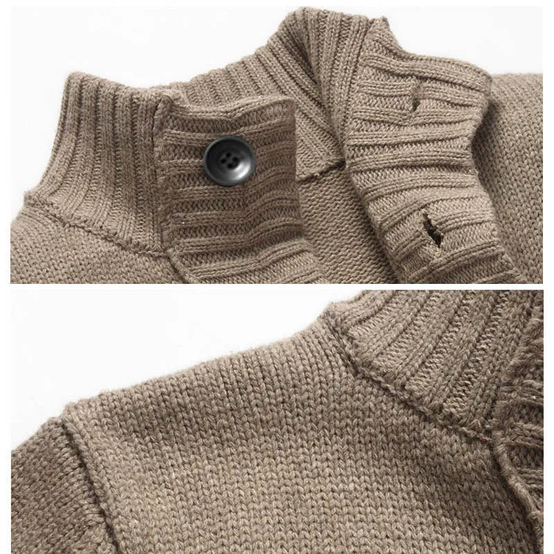 Good quality Autumn mens stand-collar knitted sweaters casual cardigan winter knitting coats fashion thick clothing | Мужская одежда