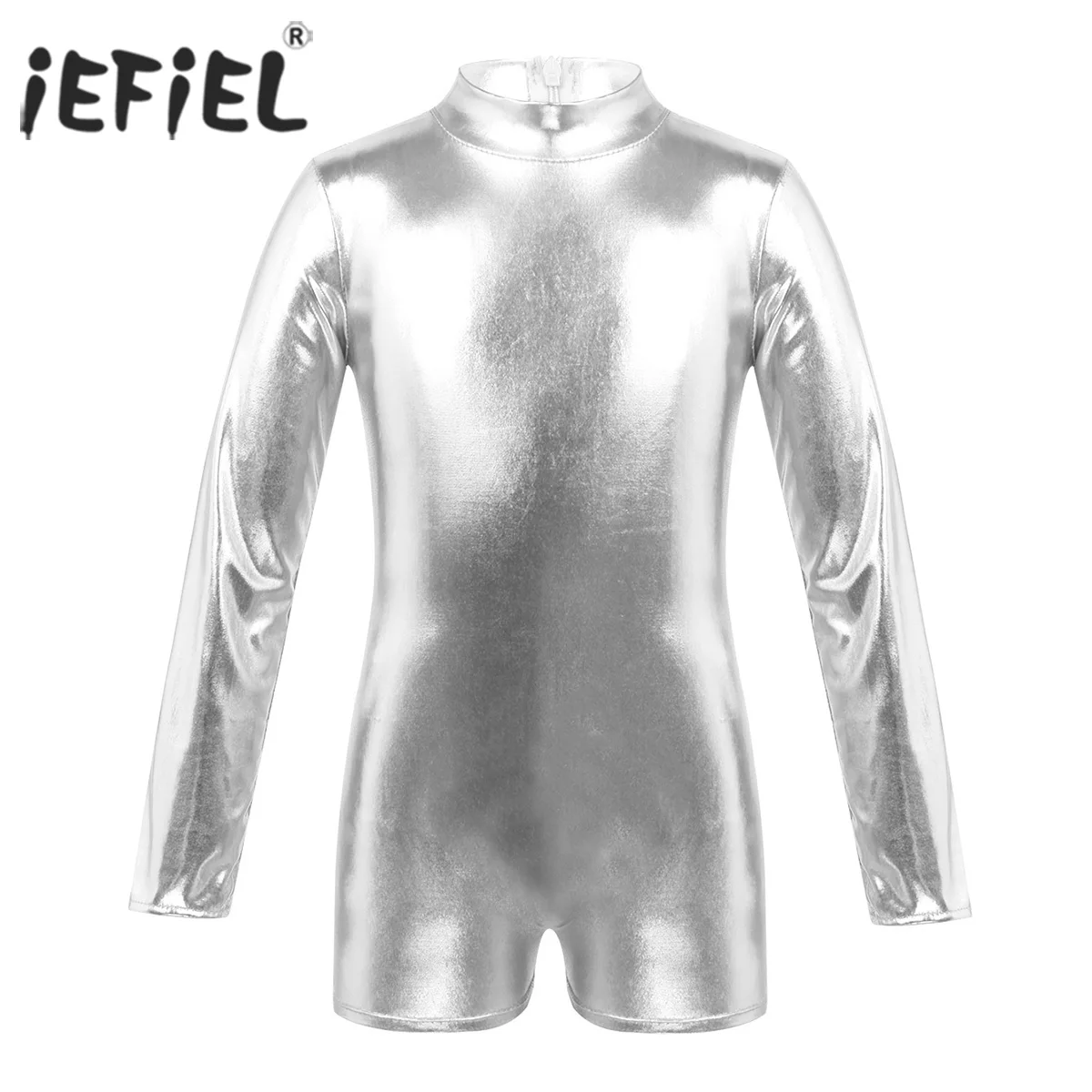 IEFiEL/детские спортивные костюмы для девочек Блестящий металлический купальник на