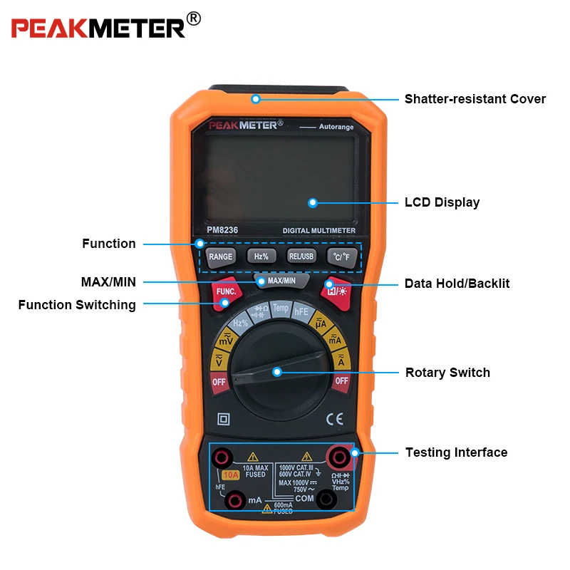 Цифровой мультиметр PEAKMETER pm8244 автоматический ручной диапазон с частотой