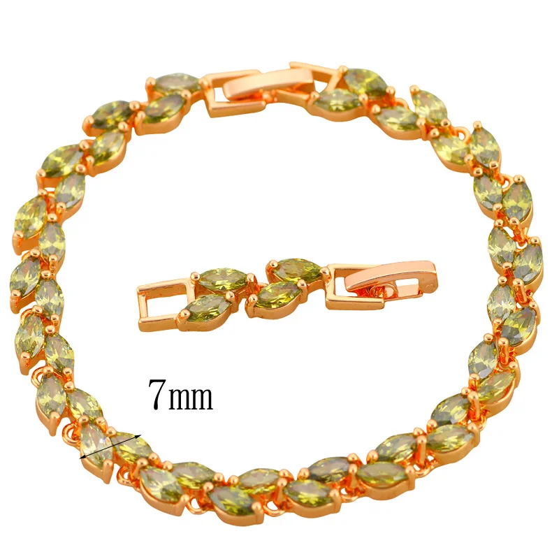 Реально свежий цвет AAA Цирконий и Перидот Кристалл золотого тона браслеты