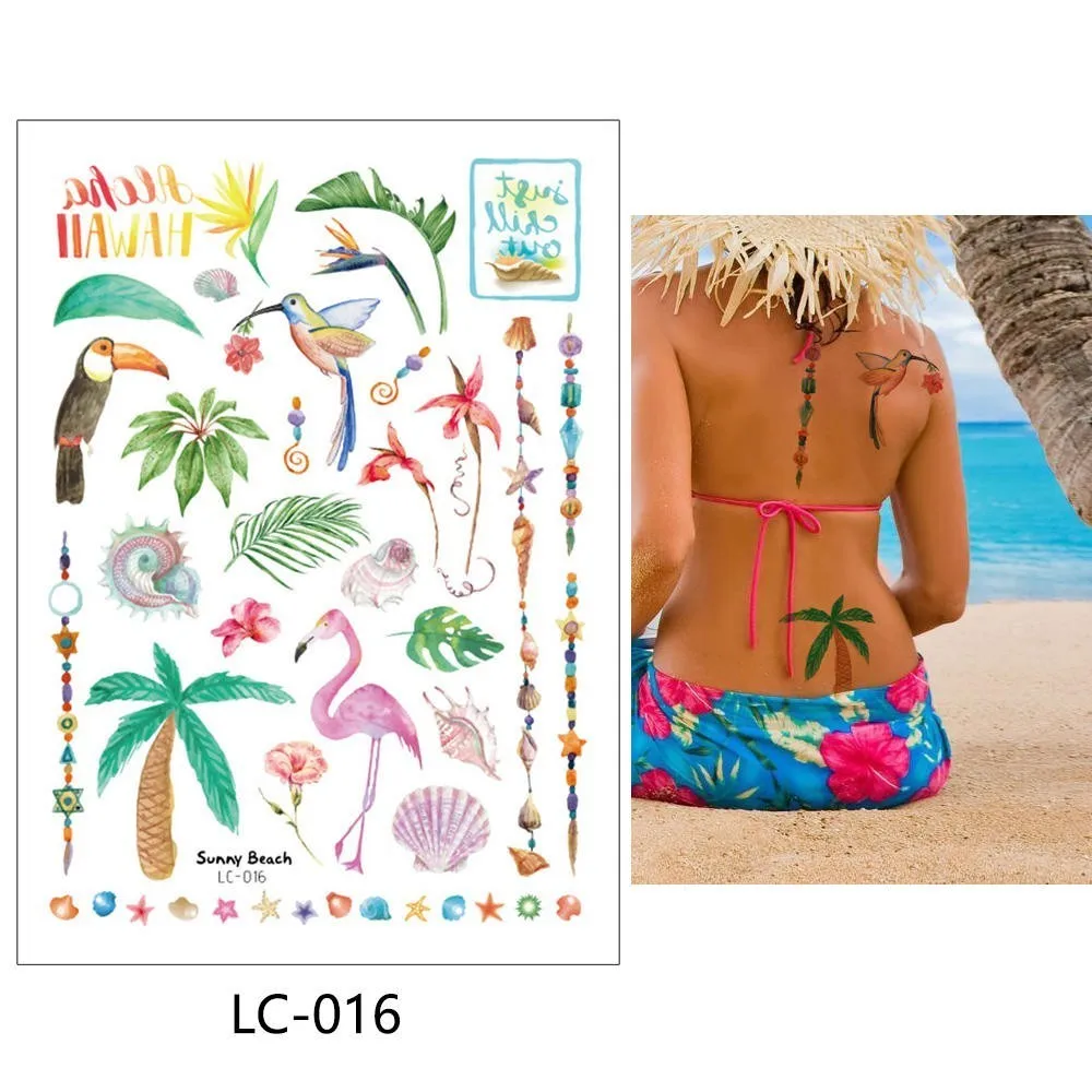 LC-016 Glaryyears 15*21 см временная татуировка наклейка Горячая поддельная тату дикий прибой флеш-тату водонепроницаемый маленькое боди-арт для мужчин и женщин LC Мода - Цвет: LC-016