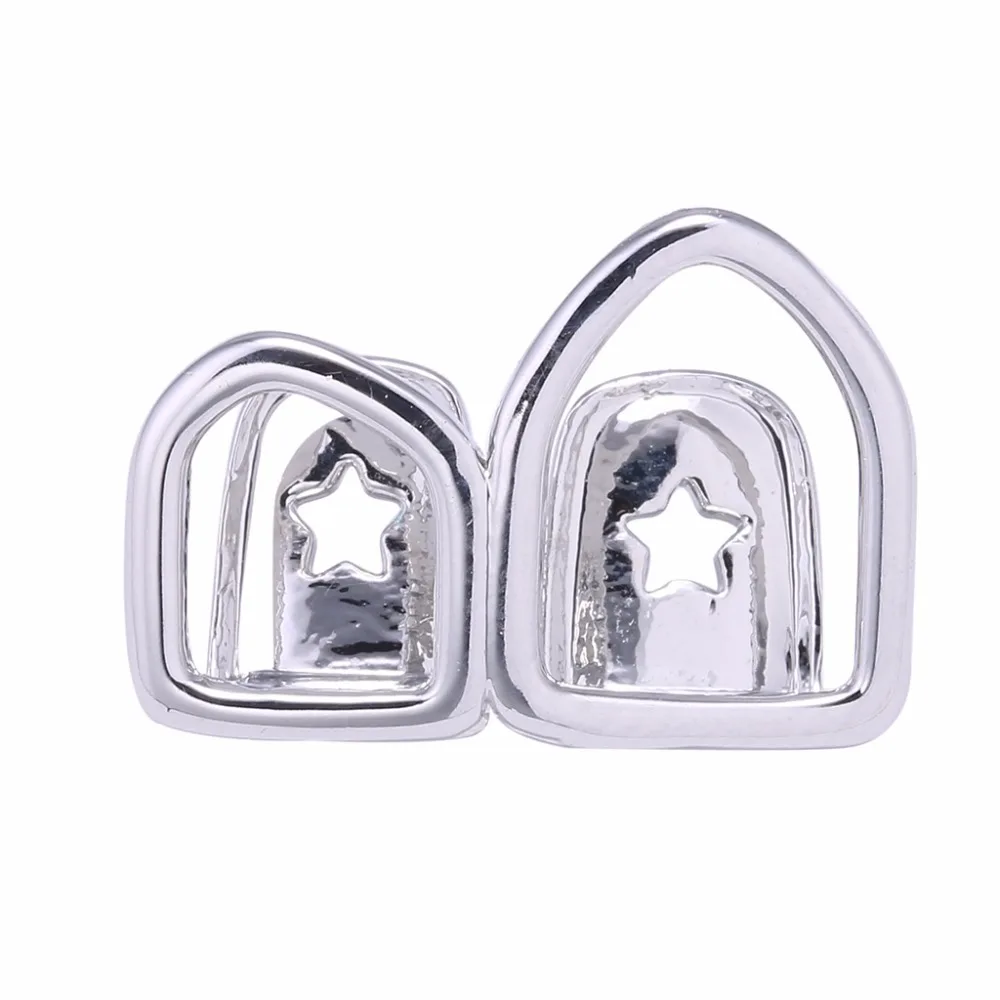 Товар: Золотые крышки на двух верхних правых клыках с открытым пустым пространством для гриля Hip-Hop Grill Hollow.