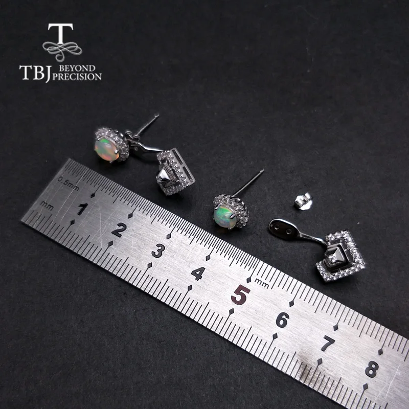 Серьги пусеты TBJ серьги из серебра 925 пробы с натуральным разноцветным ehiopian