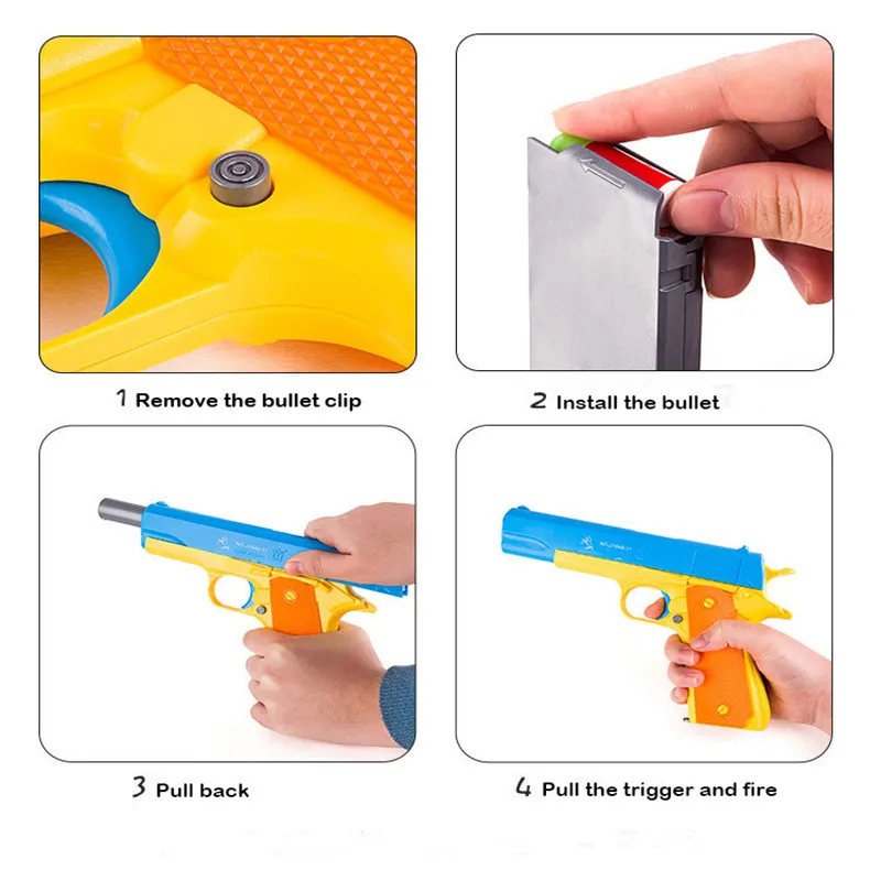 16 шт./компл. Детский мягкий игрушечный пистолет набор Классический Colt m1911