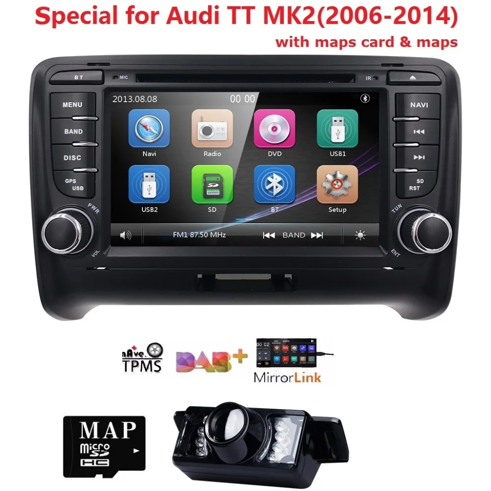 Сенсорный экран 2 DIN автомобильный DVD GPS Радио стерео для AUDI TT 2006-2014 MK2 аудио dvd плеер