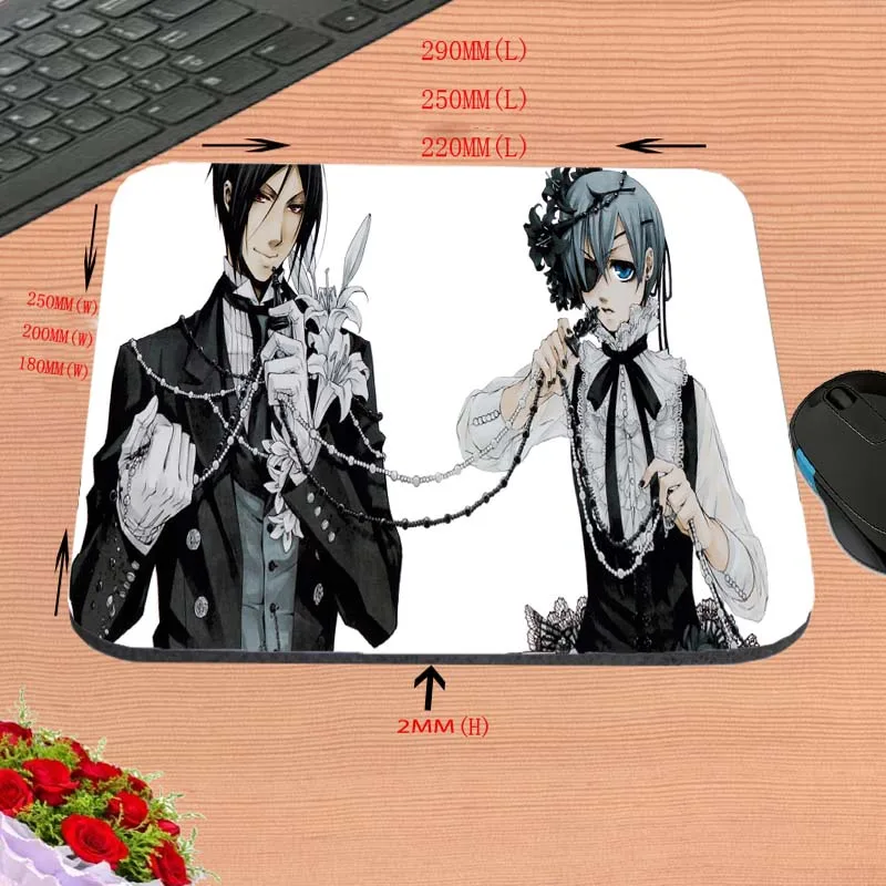 180mmX220mmX2mm Ciel Phantomhive And Sebastian, Офисный Компьютерный коврик для мышки для ноутбука для подушки противоскользящая прямоугольная резиновая игра, украшение стола в подарок - Цвет: 180mmX220mmX2mm