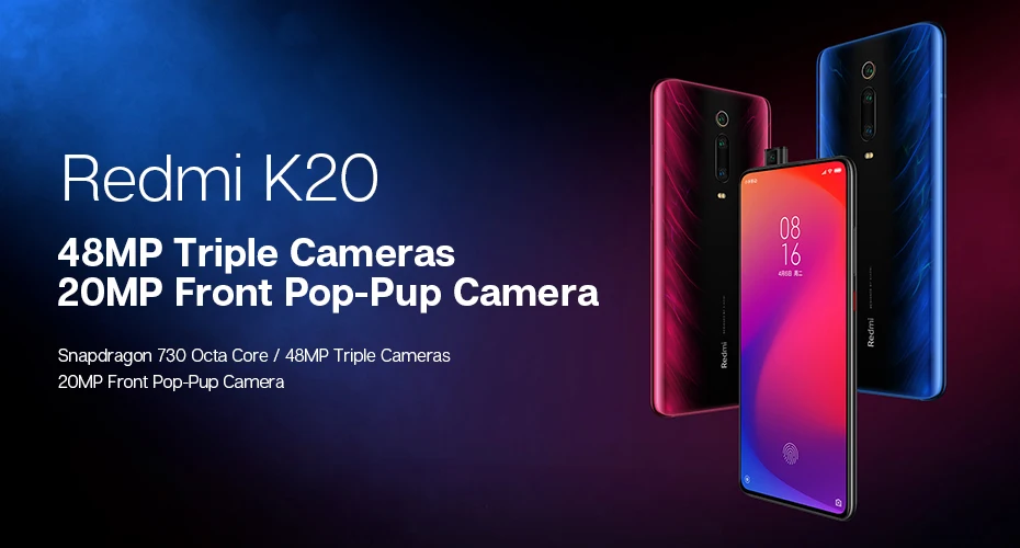 Xiaomi Redmi K20 с глобальной ПЗУ, 8 ГБ ОЗУ, 256 Гб ПЗУ, Восьмиядерный процессор Snapdragon 730, задняя камера 48 МП, 6,3" AMOLED экран, аккумулятор 4000 мАч