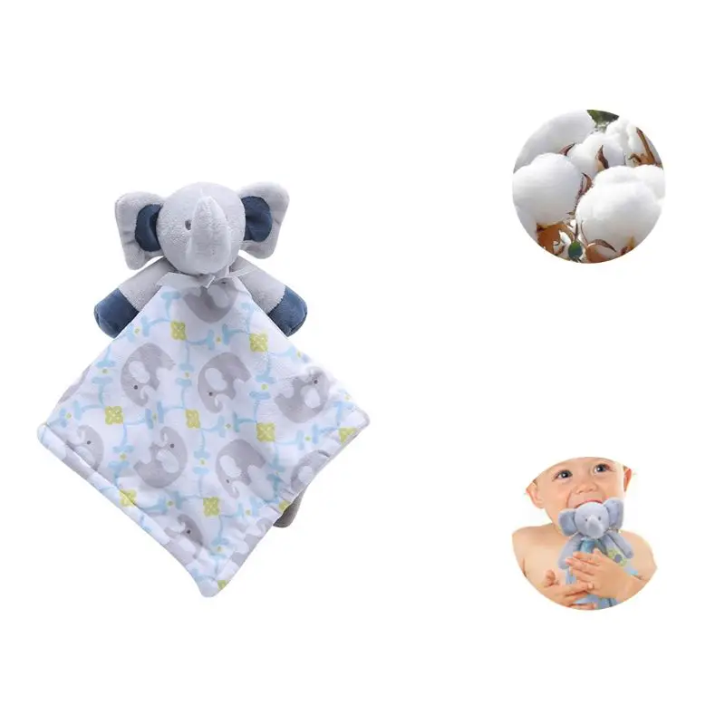 

Baby Soothe Towel Cute Cartoon Elephant Soft Plush Nursing Doll Infant Teether Sleeping Partner