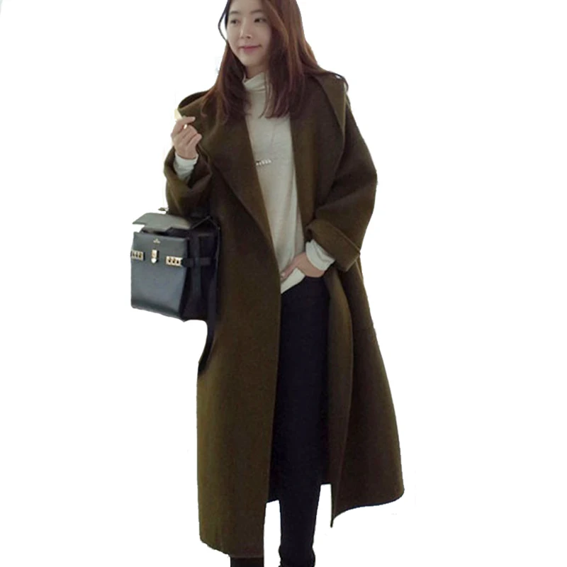 2016 с длинным рукавом женские шерстяные пальто новое платье в Корейском стиле