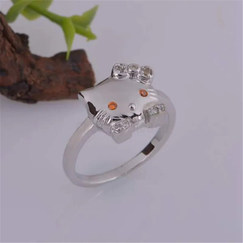AAA Cubic Zirconia Rings for Women Cute Hello Kitt Woman Fashion Jewelry Party Accessories Gifts Girls Anillos Female | Украшения и