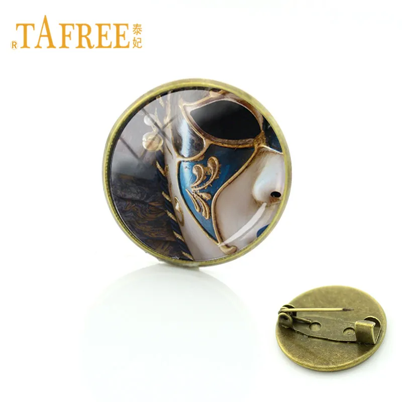 Винтажные Броши TAFREE для маскарада маски значок 20 мм стеклянные металлические