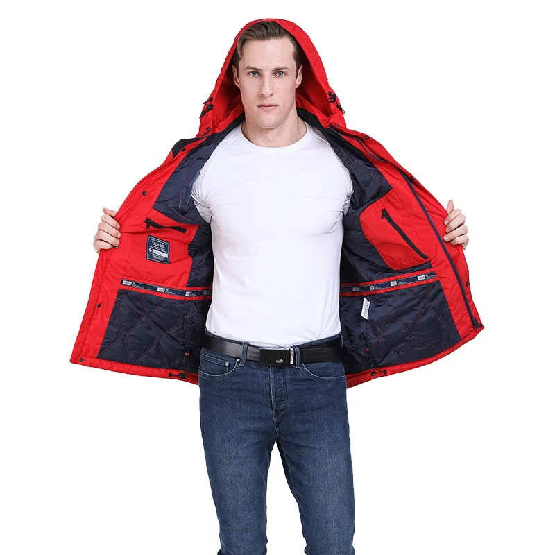 2021 Spring Jacket Men Windbreaker Autumn Casual Cotton Padded Coat Hooded Windproof Jacket Parka Red Outwear Sports Male Coats