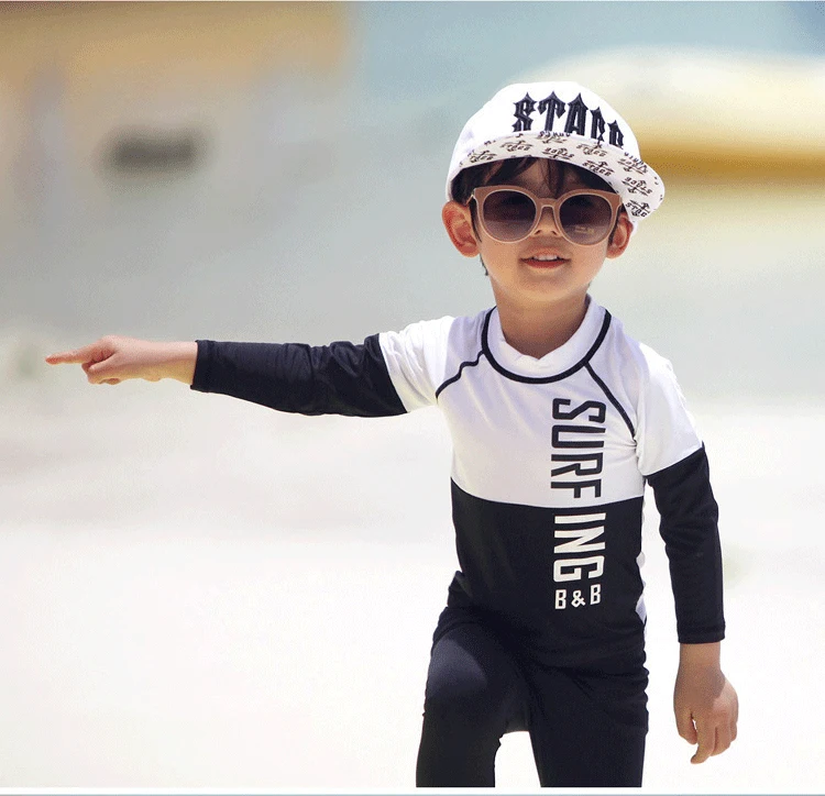 Футболка с длинными рукавами для мальчиков и девочек Раздельный костюм плавания