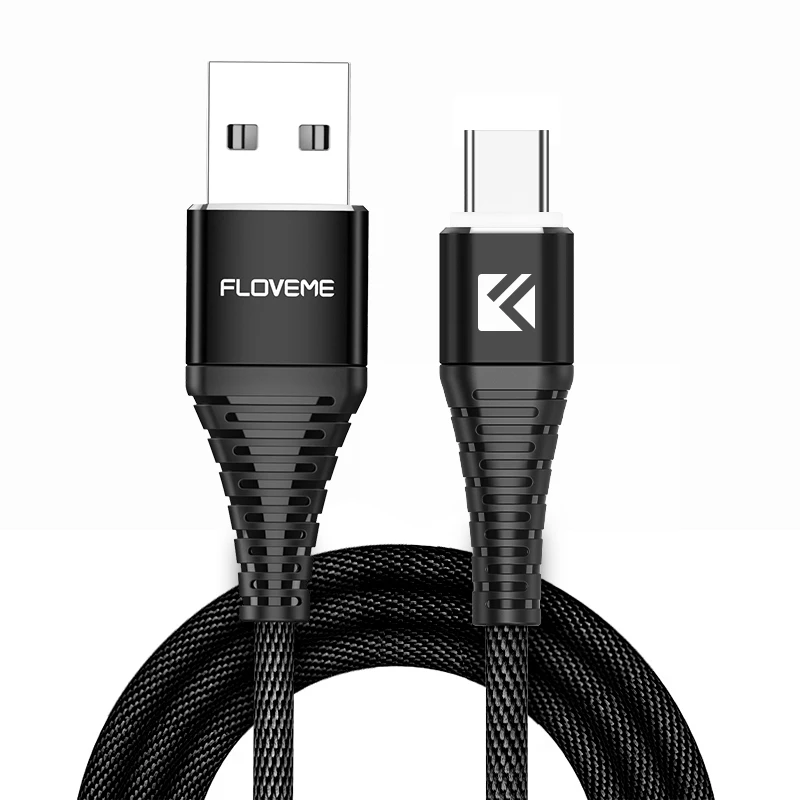 FLOVEME Тип usb C кабель для samsung Galaxy S9 S8 Примечание 8 плюс Быстрая зарядка кабель для Xiaomi Mi 5 Oneplus 6 тип usb-C кабель 1 м переходник кабель usb type c переходник тип- c - Цвет: Черный