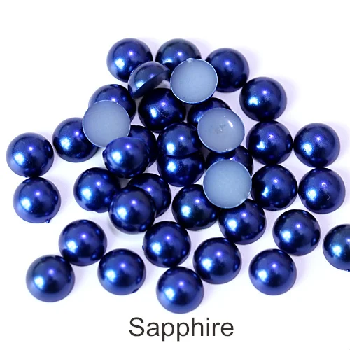 sapphire 2 мм-12 мм Цветные Плоские с оборота жемчужные бусины ABS пластиковые полукруглые Жемчужины для украшения ногтей F0092 - Цвет: sapphire