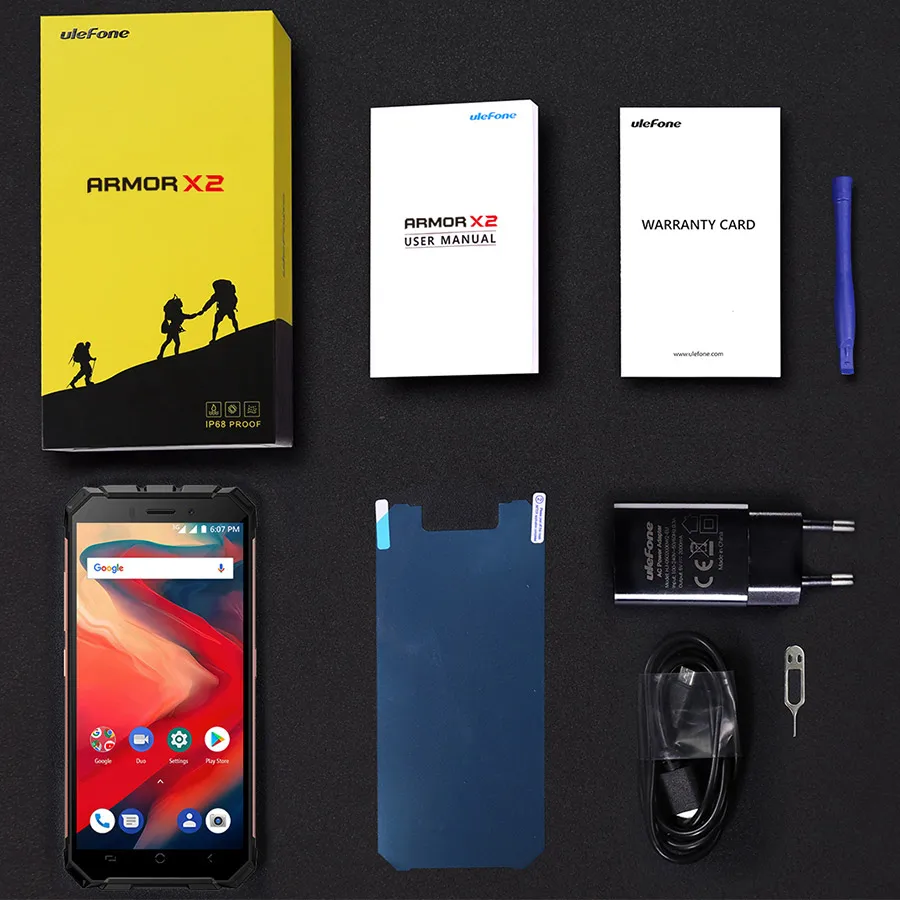 Ulefone Armor X2 Водонепроницаемый смартфон с 5 дюймовым дисплеем четырёхъядерным