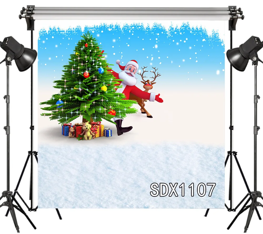 LB 8X8/10X10FT виниловые фоны для фотосъемки реквизит Санта Клаус скрывается за