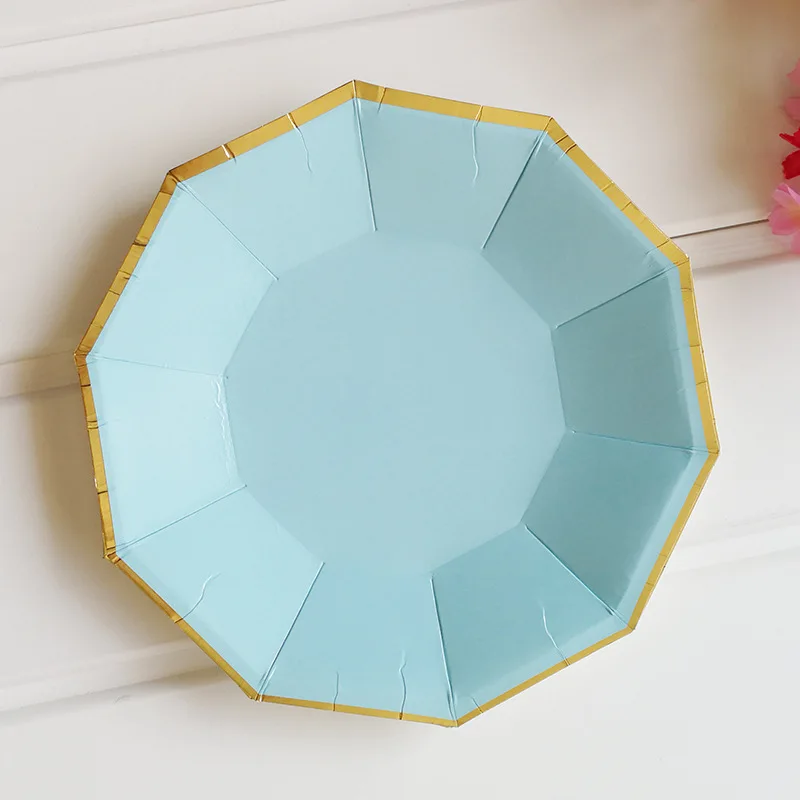 Украшенная золотой фольгой одноразовые столовые приборы синий tablecenterpieces на