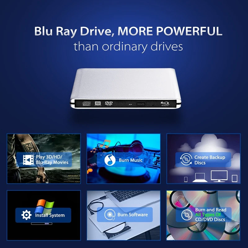 USB 3 0 Bluray Burner BD/CD/DVD проигрыватель Внешний оптический привод BD RE Blu ray burner CD/DVD RW