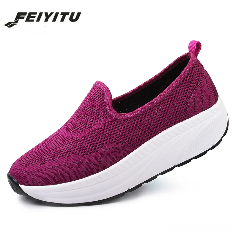Женские модные кроссовки FeiYiTu больших размеров 35 42 для весны и лета 2018 сетчатые