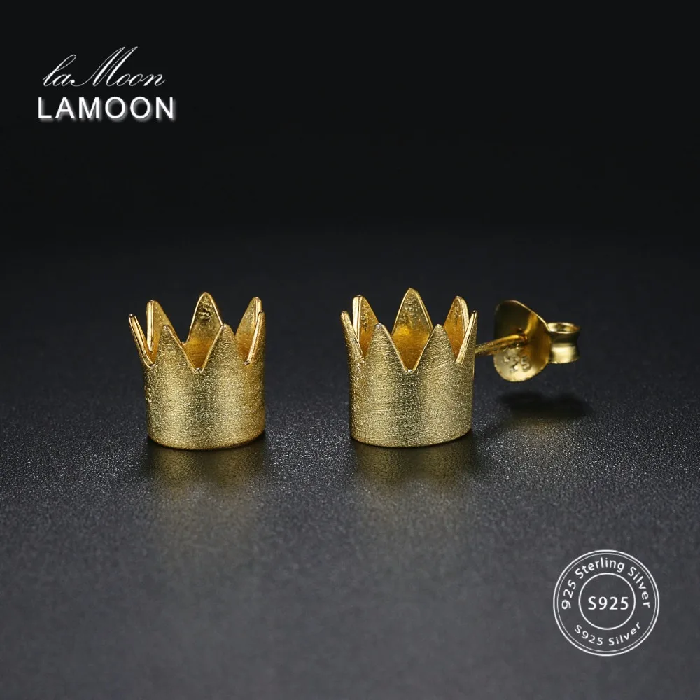 Женские серьги гвоздики в форме короны LAMOON серебро 925 пробы ювелирное изделие