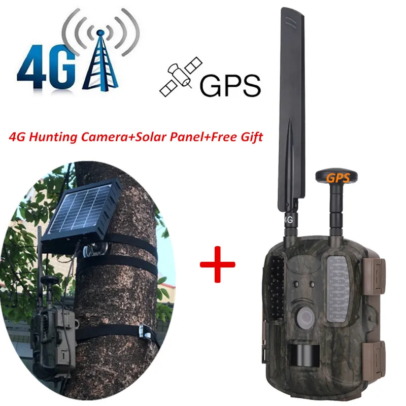 Солнечная 4G охотничья камера s фотоловушка разведчик Дикая Trail GPS/Email/MMS/FTP/GSM ночное