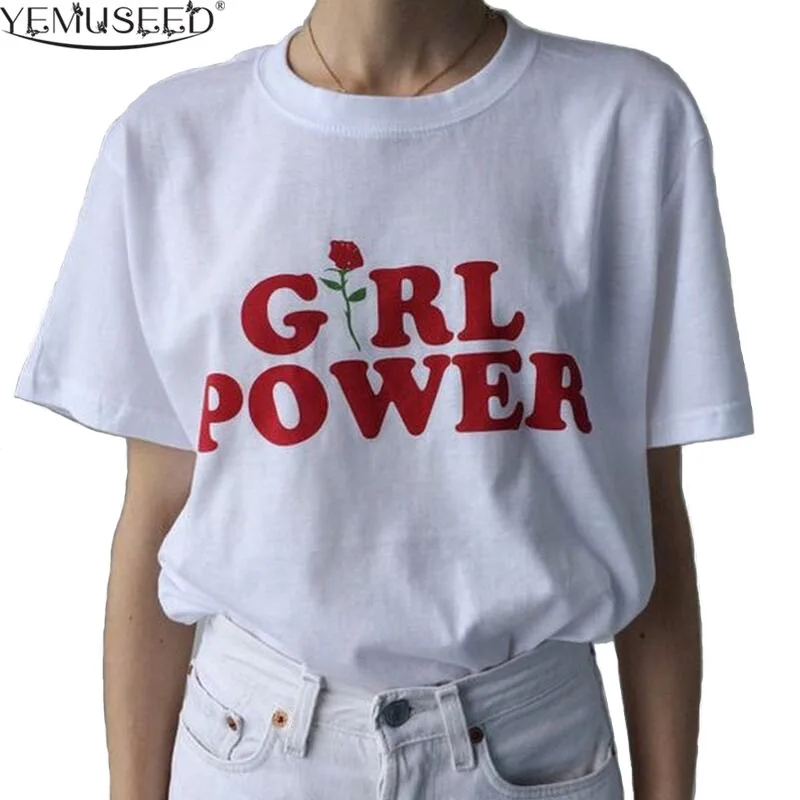 Футболка YEMUSEED Girl Power женская футболка унисекс хлопковая одежда WMT323 | Женская