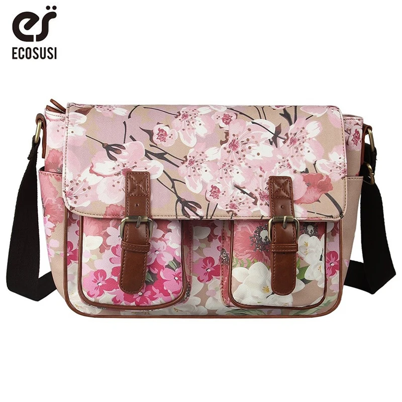 ECOSUSI женская сумка на плечо с цветочным принтом ретро сумки мессенджеры