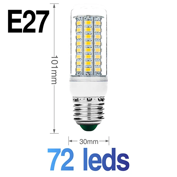 E27 72leds Светодиодный лампы E27 E14 30 36 56 72 89 светодиодный s светодиодный кукурузный светильник 220V SMD5730 лампада энергосберегающий Светодиодный точечный светильник для Гостиная люстра - Испускаемый цвет: E27 72leds