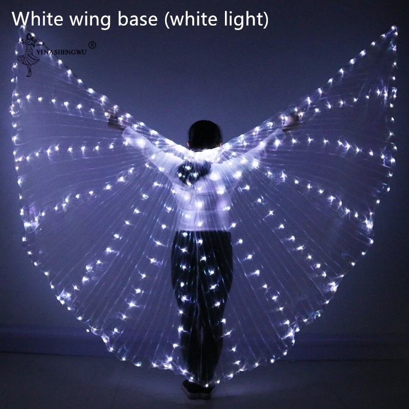 White wing base Для взрослых, для танца живота, светодиодный, крылья, для выступлений, для женщин, Одежда для танцев, для девушек, DJ, светодиодный, крылья, светильник, крылья, для танца живота, крыло, костюм - Цвет: White wing base
